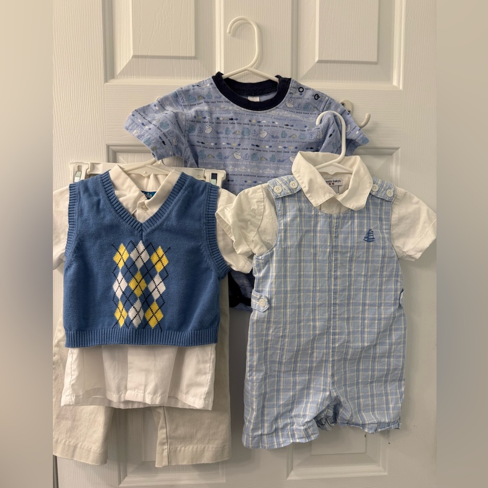 Authentic baby Nautical Jon Jon romper, three-piece outfit, and onesie 18 months